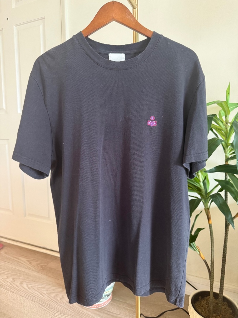 Isabel Marant Embroidered Logo T-Shirt Navy Size Medium